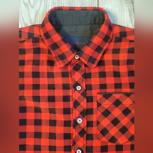 Nomad Red & Black Buffalo Plaid Button Up Shirt Little Boys Size 4-5 - Picture 4 of 9